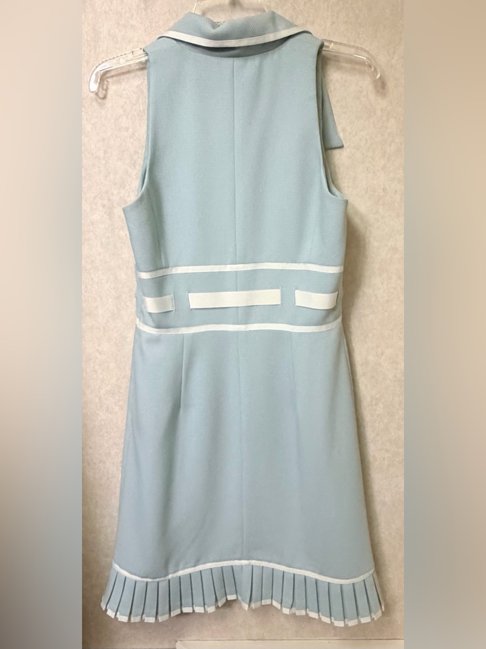 London Times Pale Blue Sleeveless Sheath Dress with Cream Trim - Picture 7 of 7